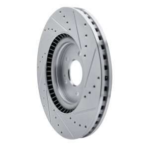 Hyundai Sonata Brake Rotor (1) - Front Left - R1 Concepts - Drilled & Slotted - Silver - `21-`26
